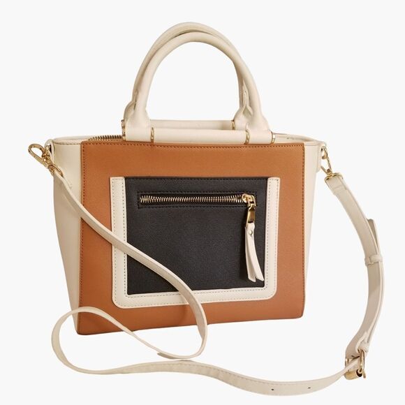 🆕️Madison West PU Leather Satchel Handbag with Crossbody Strap.   C1 - Picture 1 of 6